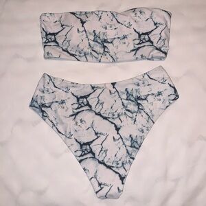 Zaful Marble print Strapless swimsuit set size MEDIUM (US 6)